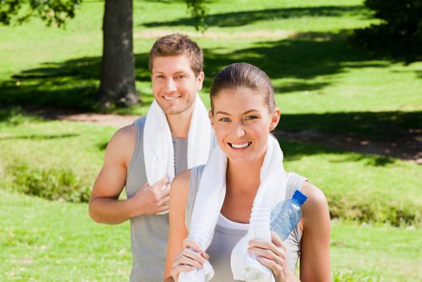 Sporty couple happy with their lifestyle advice from Century Center Chiropractic